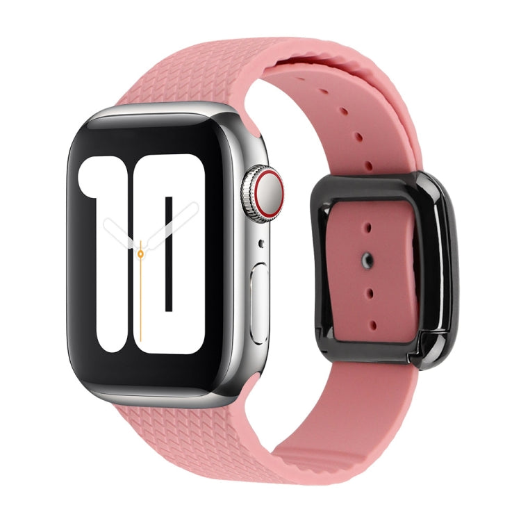 Black Buckle Silicone Watchband For Apple Watch Series, 7 41mm / 6&SE&5&4 40mm / 3&2&1 38mm, 7 45mm / 6&SE&5&4 44mm / 3&2&1 42mm
