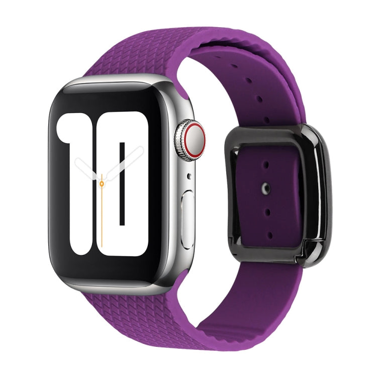 Black Buckle Silicone Watchband For Apple Watch Series, 7 41mm / 6&SE&5&4 40mm / 3&2&1 38mm, 7 45mm / 6&SE&5&4 44mm / 3&2&1 42mm