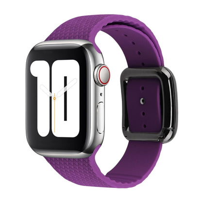 Black Buckle Silicone Watchband For Apple Watch Series, 7 41mm / 6&SE&5&4 40mm / 3&2&1 38mm, 7 45mm / 6&SE&5&4 44mm / 3&2&1 42mm