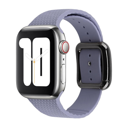 Black Buckle Silicone Watchband For Apple Watch Series, 7 41mm / 6&SE&5&4 40mm / 3&2&1 38mm, 7 45mm / 6&SE&5&4 44mm / 3&2&1 42mm
