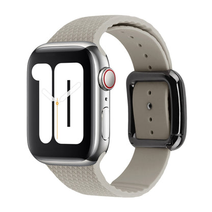 Black Buckle Silicone Watchband For Apple Watch Series, 7 41mm / 6&SE&5&4 40mm / 3&2&1 38mm, 7 45mm / 6&SE&5&4 44mm / 3&2&1 42mm