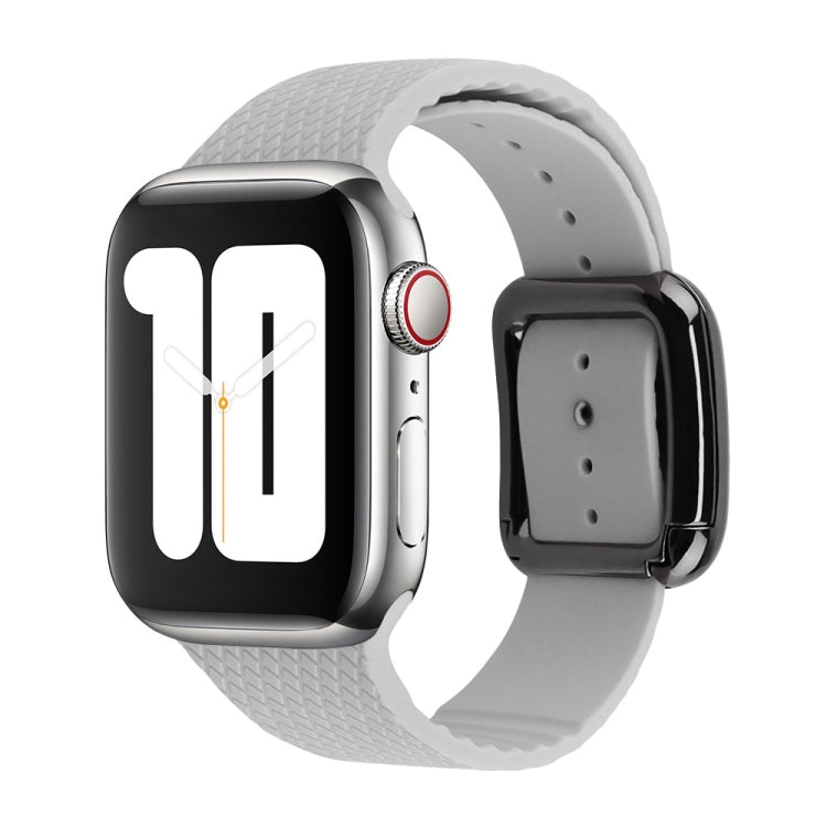 Black Buckle Silicone Watchband For Apple Watch Series, 7 41mm / 6&SE&5&4 40mm / 3&2&1 38mm, 7 45mm / 6&SE&5&4 44mm / 3&2&1 42mm
