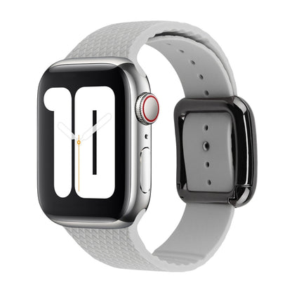 Black Buckle Silicone Watchband For Apple Watch Series, 7 41mm / 6&SE&5&4 40mm / 3&2&1 38mm, 7 45mm / 6&SE&5&4 44mm / 3&2&1 42mm