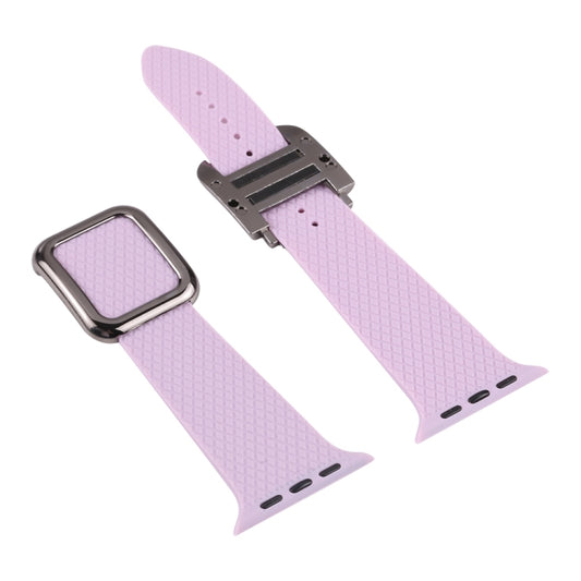 Black Buckle Silicone Watchband For Apple Watch Series, 7 41mm / 6&SE&5&4 40mm / 3&2&1 38mm, 7 45mm / 6&SE&5&4 44mm / 3&2&1 42mm