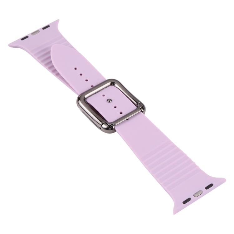 Black Buckle Silicone Watchband For Apple Watch Series, 7 41mm / 6&SE&5&4 40mm / 3&2&1 38mm, 7 45mm / 6&SE&5&4 44mm / 3&2&1 42mm
