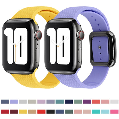 Black Buckle Silicone Watchband For Apple Watch Series, 7 41mm / 6&SE&5&4 40mm / 3&2&1 38mm, 7 45mm / 6&SE&5&4 44mm / 3&2&1 42mm