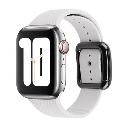 Black Buckle Silicone Watchband For Apple Watch Series, 7 41mm / 6&SE&5&4 40mm / 3&2&1 38mm, 7 45mm / 6&SE&5&4 44mm / 3&2&1 42mm