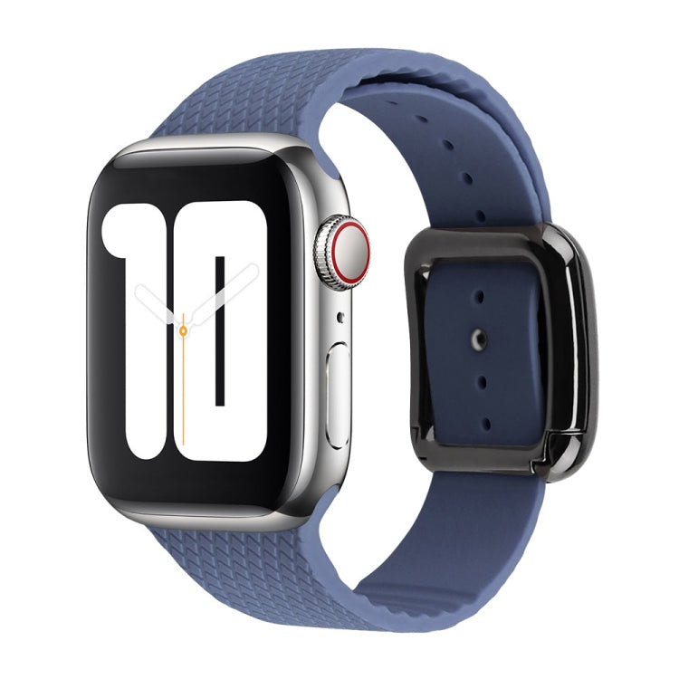 Black Buckle Silicone Watchband For Apple Watch Series, 7 41mm / 6&SE&5&4 40mm / 3&2&1 38mm, 7 45mm / 6&SE&5&4 44mm / 3&2&1 42mm