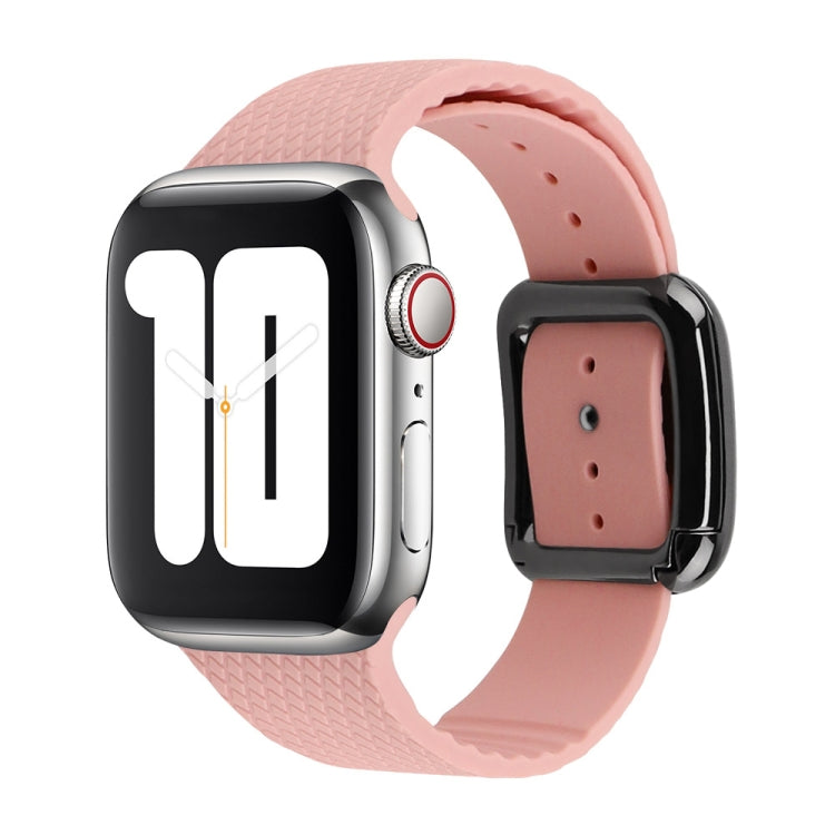 Black Buckle Silicone Watchband For Apple Watch Series, 7 41mm / 6&SE&5&4 40mm / 3&2&1 38mm, 7 45mm / 6&SE&5&4 44mm / 3&2&1 42mm