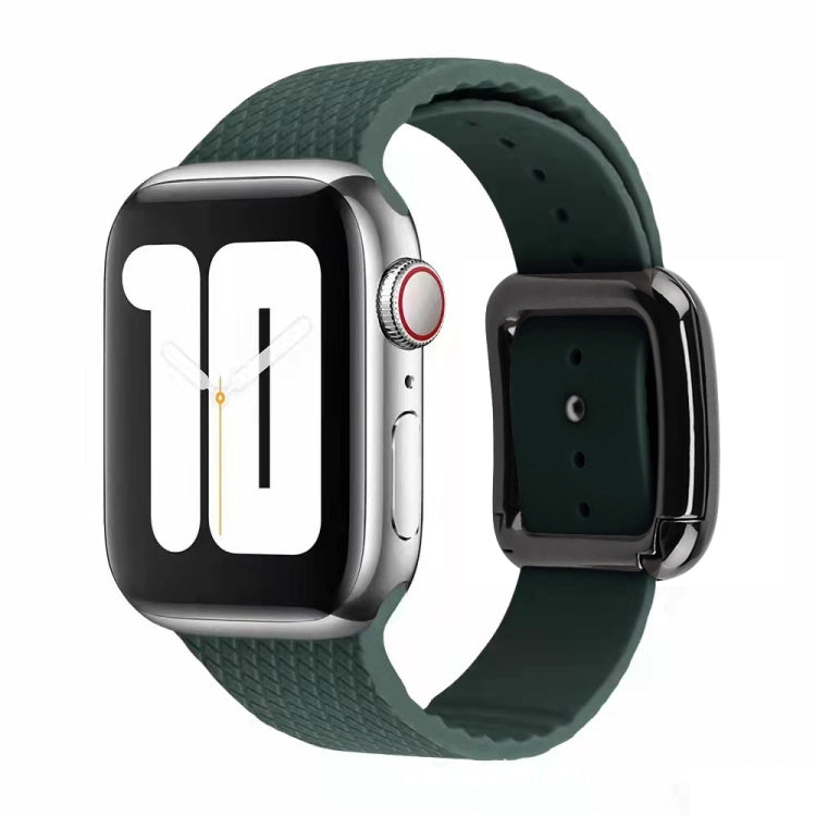 Black Buckle Silicone Watchband For Apple Watch Series, 7 41mm / 6&SE&5&4 40mm / 3&2&1 38mm, 7 45mm / 6&SE&5&4 44mm / 3&2&1 42mm
