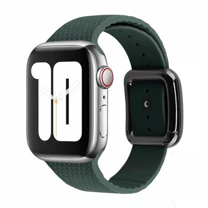 Black Buckle Silicone Watchband For Apple Watch Series, 7 41mm / 6&SE&5&4 40mm / 3&2&1 38mm, 7 45mm / 6&SE&5&4 44mm / 3&2&1 42mm