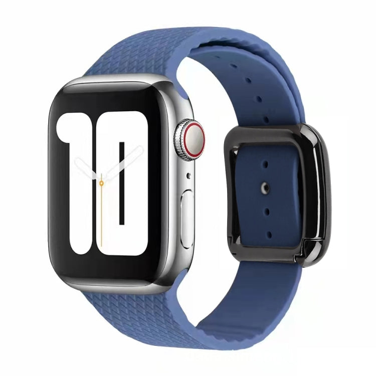 Black Buckle Silicone Watchband For Apple Watch Series, 7 41mm / 6&SE&5&4 40mm / 3&2&1 38mm, 7 45mm / 6&SE&5&4 44mm / 3&2&1 42mm