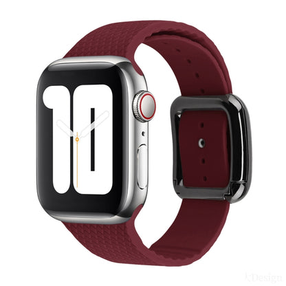 Black Buckle Silicone Watchband For Apple Watch Series, 7 41mm / 6&SE&5&4 40mm / 3&2&1 38mm, 7 45mm / 6&SE&5&4 44mm / 3&2&1 42mm