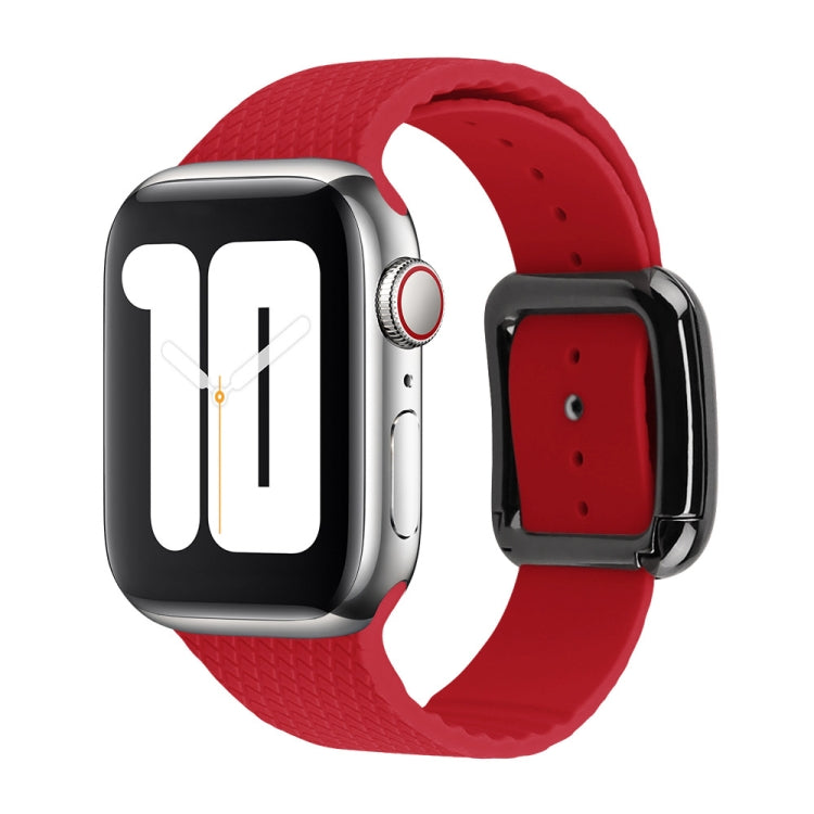 Black Buckle Silicone Watchband For Apple Watch Series, 7 41mm / 6&SE&5&4 40mm / 3&2&1 38mm, 7 45mm / 6&SE&5&4 44mm / 3&2&1 42mm