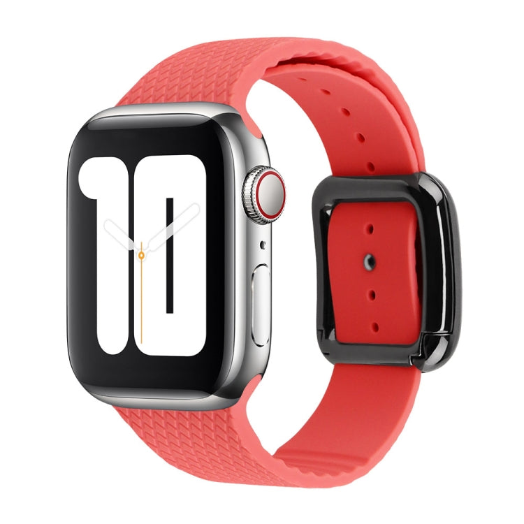 Black Buckle Silicone Watchband For Apple Watch Series, 7 41mm / 6&SE&5&4 40mm / 3&2&1 38mm, 7 45mm / 6&SE&5&4 44mm / 3&2&1 42mm