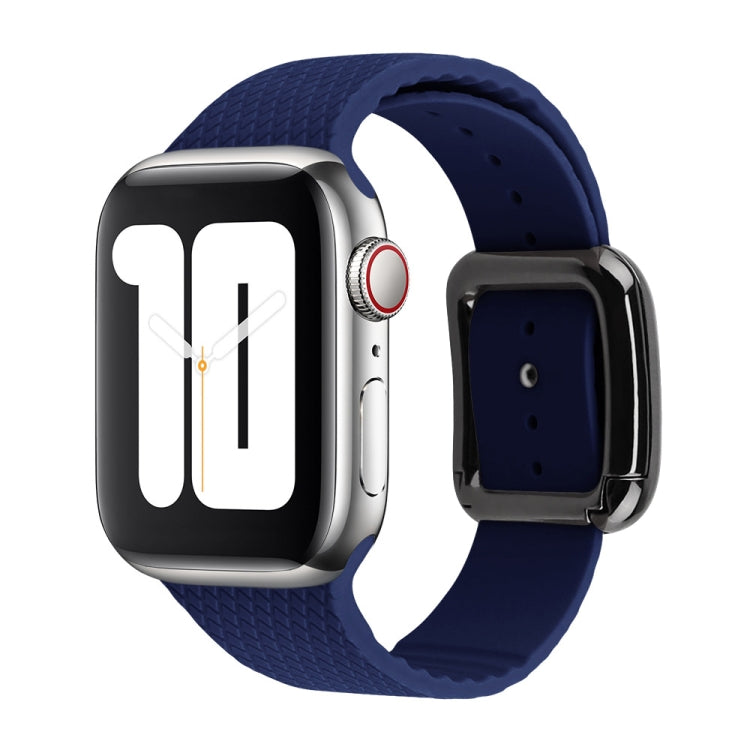 Black Buckle Silicone Watchband For Apple Watch Series, 7 41mm / 6&SE&5&4 40mm / 3&2&1 38mm, 7 45mm / 6&SE&5&4 44mm / 3&2&1 42mm