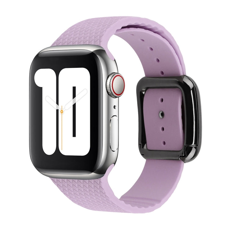 Black Buckle Silicone Watchband For Apple Watch Series, 7 41mm / 6&SE&5&4 40mm / 3&2&1 38mm, 7 45mm / 6&SE&5&4 44mm / 3&2&1 42mm
