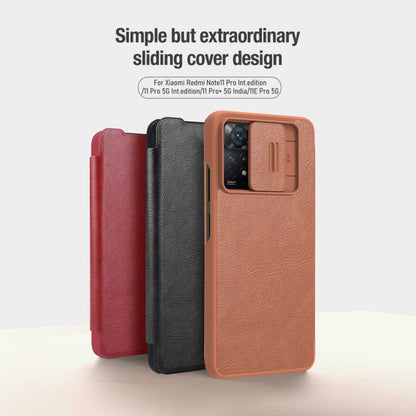 For Xiaomi Redmi Note 11 Pro Global / 11 Pro 5G Global / 11 Pro+ 5G India / 11E Pro 5G NILLKIN QIN Series Pro Crazy Horse Texture Leather Case(Black), For Xiaomi Redmi Note 11 Pro Global / 11 Pro 5G Global