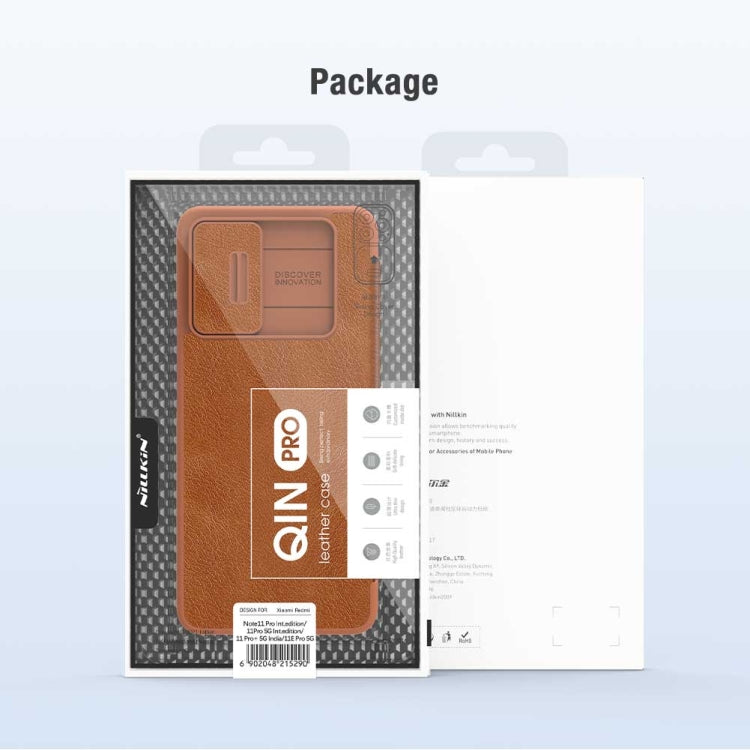 For Xiaomi Redmi Note 11 Pro Global / 11 Pro 5G Global / 11 Pro+ 5G India / 11E Pro 5G NILLKIN QIN Series Pro Crazy Horse Texture Leather Case(Black), For Xiaomi Redmi Note 11 Pro Global / 11 Pro 5G Global