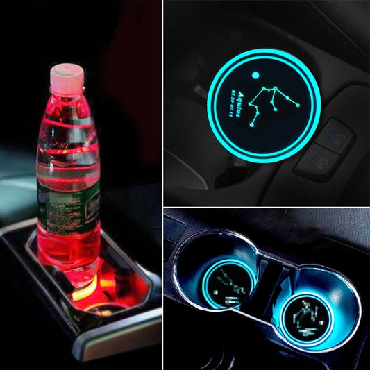 Car Constellation Series AcrylicColorful USB Charger Water Cup Groove LED Atmosphere Light, Aquarius, Aries, Virgo, Taurus, Cancer, Capricorn, Sagittarius, Leo, Pisces, Gemini, Scorpio, Libra