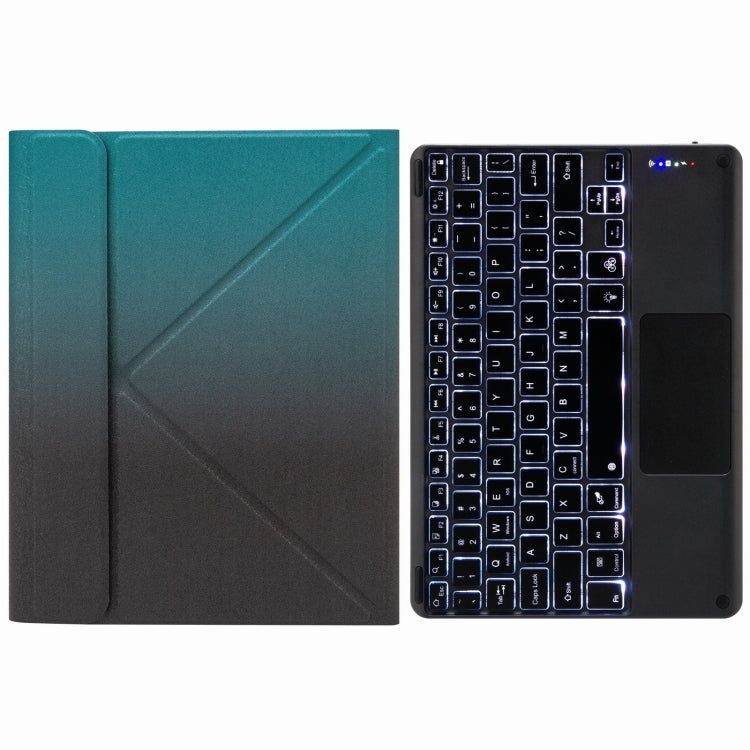 H-097CS Touch Backlight Bluetooth Keyboard Leather Case with Rear Three-fold Holder, For iPad 9.7 2018 & 2017, For iPad Pro 11 inch 2021 & 2020 & 2018 / Air 2020 10.9