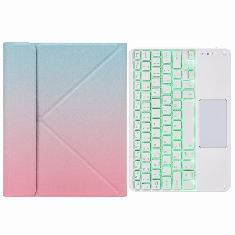 H-097CS Touch Backlight Bluetooth Keyboard Leather Case with Rear Three-fold Holder, For iPad 9.7 2018 & 2017, For iPad Pro 11 inch 2021 & 2020 & 2018 / Air 2020 10.9