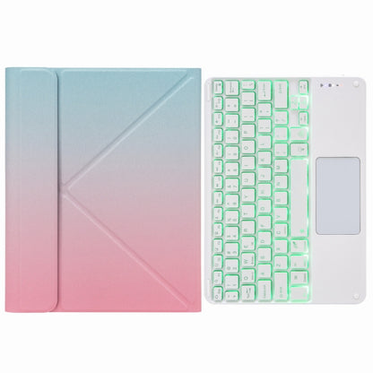 H-097CS Touch Backlight Bluetooth Keyboard Leather Case with Rear Three-fold Holder, For iPad 9.7 2018 & 2017, For iPad Pro 11 inch 2021 & 2020 & 2018 / Air 2020 10.9
