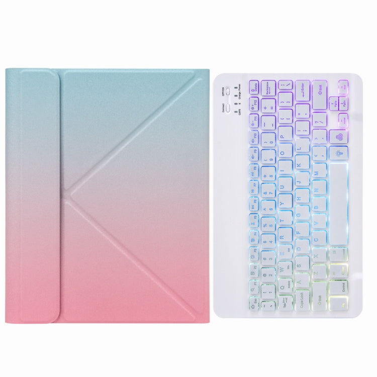 H-102S3 Tri-color Backlight Bluetooth Keyboard Leather Case with Rear Three-fold Holder, For iPad 10.2 2020 & 2019 / Pro 10.5 inch, For iPad 9.7 2018 & 2017, For iPad Pro 11 inch 2021 & 2020 & 2018 / Air 2020 10.9