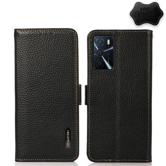 KHAZNEH Side-Magnetic Litchi Genuine Leather RFID Case, For OPPO A16, For OPPO A54 4G, For OPPO A55 5G, For OPPO A55s 5G JP Version, For OPPO A93 5G, For OPPO F19 Pro, For OPPO F19 Pro+ 5G / Reno5 Z / A94 5G, For OPPO F19                               ...