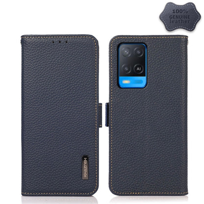 KHAZNEH Side-Magnetic Litchi Genuine Leather RFID Case, For OPPO A16, For OPPO A54 4G, For OPPO A55 5G, For OPPO A55s 5G JP Version, For OPPO A93 5G, For OPPO F19 Pro, For OPPO F19 Pro+ 5G / Reno5 Z / A94 5G, For OPPO F19                               ...