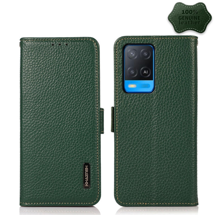 KHAZNEH Side-Magnetic Litchi Genuine Leather RFID Case, For OPPO A16, For OPPO A54 4G, For OPPO A55 5G, For OPPO A55s 5G JP Version, For OPPO A93 5G, For OPPO F19 Pro, For OPPO F19 Pro+ 5G / Reno5 Z / A94 5G, For OPPO F19                               ...