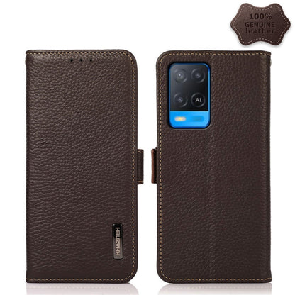 KHAZNEH Side-Magnetic Litchi Genuine Leather RFID Case, For OPPO A16, For OPPO A54 4G, For OPPO A55 5G, For OPPO A55s 5G JP Version, For OPPO A93 5G, For OPPO F19 Pro, For OPPO F19 Pro+ 5G / Reno5 Z / A94 5G, For OPPO F19                               ...