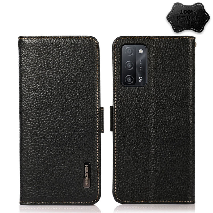 KHAZNEH Side-Magnetic Litchi Genuine Leather RFID Case, For OPPO A16, For OPPO A54 4G, For OPPO A55 5G, For OPPO A55s 5G JP Version, For OPPO A93 5G, For OPPO F19 Pro, For OPPO F19 Pro+ 5G / Reno5 Z / A94 5G, For OPPO F19                               ...