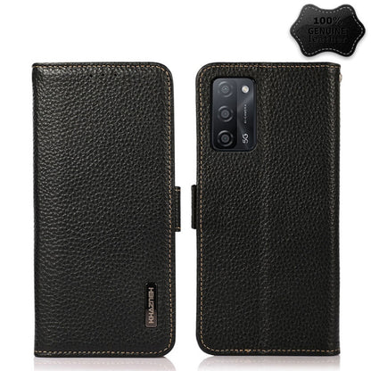 KHAZNEH Side-Magnetic Litchi Genuine Leather RFID Case, For OPPO A16, For OPPO A54 4G, For OPPO A55 5G, For OPPO A55s 5G JP Version, For OPPO A93 5G, For OPPO F19 Pro, For OPPO F19 Pro+ 5G / Reno5 Z / A94 5G, For OPPO F19                               ...