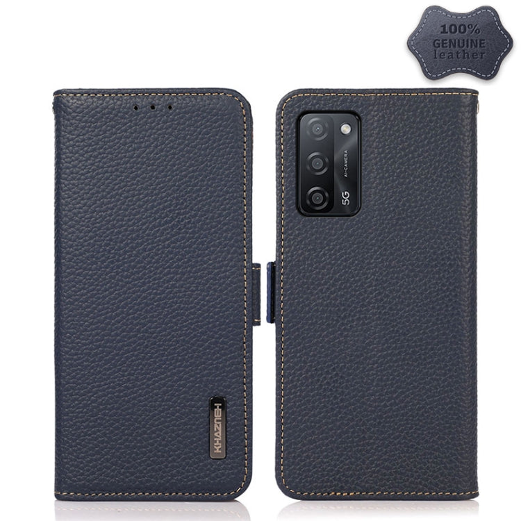 KHAZNEH Side-Magnetic Litchi Genuine Leather RFID Case, For OPPO A16, For OPPO A54 4G, For OPPO A55 5G, For OPPO A55s 5G JP Version, For OPPO A93 5G, For OPPO F19 Pro, For OPPO F19 Pro+ 5G / Reno5 Z / A94 5G, For OPPO F19                               ...