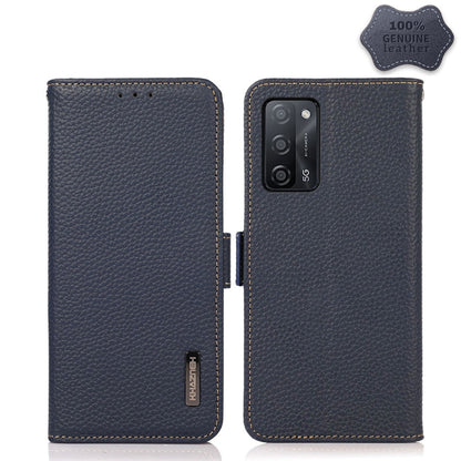 KHAZNEH Side-Magnetic Litchi Genuine Leather RFID Case, For OPPO A16, For OPPO A54 4G, For OPPO A55 5G, For OPPO A55s 5G JP Version, For OPPO A93 5G, For OPPO F19 Pro, For OPPO F19 Pro+ 5G / Reno5 Z / A94 5G, For OPPO F19                               ...