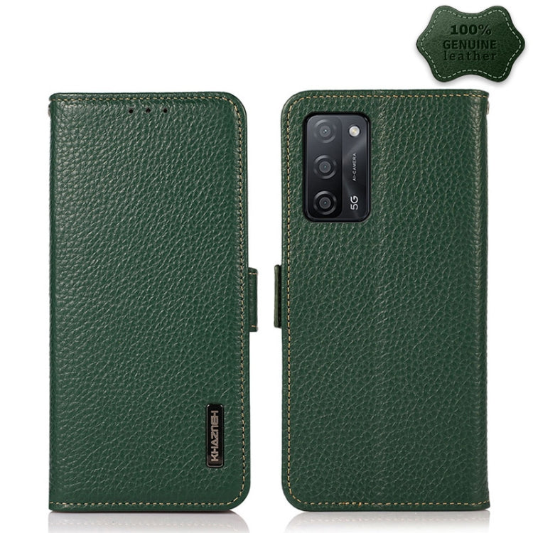 KHAZNEH Side-Magnetic Litchi Genuine Leather RFID Case, For OPPO A16, For OPPO A54 4G, For OPPO A55 5G, For OPPO A55s 5G JP Version, For OPPO A93 5G, For OPPO F19 Pro, For OPPO F19 Pro+ 5G / Reno5 Z / A94 5G, For OPPO F19                               ...
