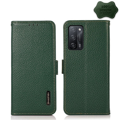 KHAZNEH Side-Magnetic Litchi Genuine Leather RFID Case, For OPPO A16, For OPPO A54 4G, For OPPO A55 5G, For OPPO A55s 5G JP Version, For OPPO A93 5G, For OPPO F19 Pro, For OPPO F19 Pro+ 5G / Reno5 Z / A94 5G, For OPPO F19                               ...