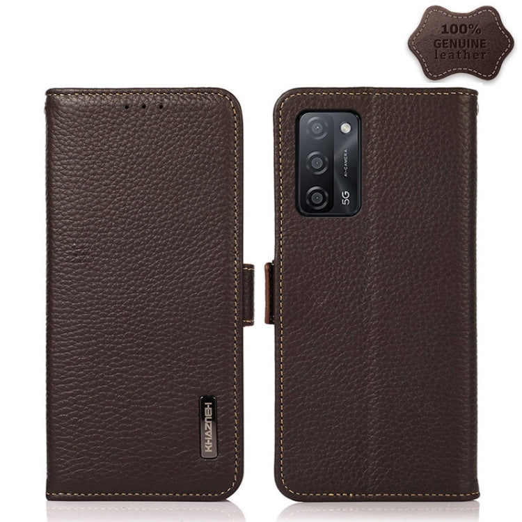 KHAZNEH Side-Magnetic Litchi Genuine Leather RFID Case, For OPPO A16, For OPPO A54 4G, For OPPO A55 5G, For OPPO A55s 5G JP Version, For OPPO A93 5G, For OPPO F19 Pro, For OPPO F19 Pro+ 5G / Reno5 Z / A94 5G, For OPPO F19                               ...