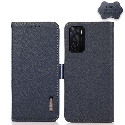KHAZNEH Side-Magnetic Litchi Genuine Leather RFID Case, For OPPO A16, For OPPO A54 4G, For OPPO A55 5G, For OPPO A55s 5G JP Version, For OPPO A93 5G, For OPPO F19 Pro, For OPPO F19 Pro+ 5G / Reno5 Z / A94 5G, For OPPO F19                               ...