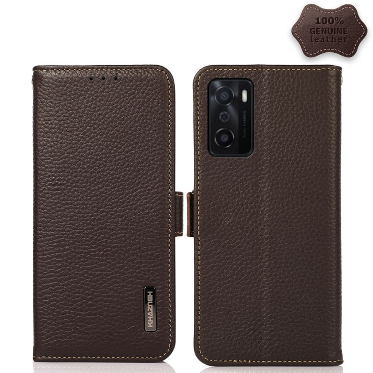 KHAZNEH Side-Magnetic Litchi Genuine Leather RFID Case, For OPPO A16, For OPPO A54 4G, For OPPO A55 5G, For OPPO A55s 5G JP Version, For OPPO A93 5G, For OPPO F19 Pro, For OPPO F19 Pro+ 5G / Reno5 Z / A94 5G, For OPPO F19                               ...