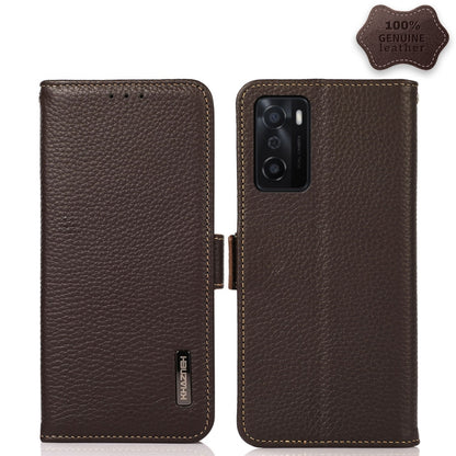 KHAZNEH Side-Magnetic Litchi Genuine Leather RFID Case, For OPPO A16, For OPPO A54 4G, For OPPO A55 5G, For OPPO A55s 5G JP Version, For OPPO A93 5G, For OPPO F19 Pro, For OPPO F19 Pro+ 5G / Reno5 Z / A94 5G, For OPPO F19                               ...