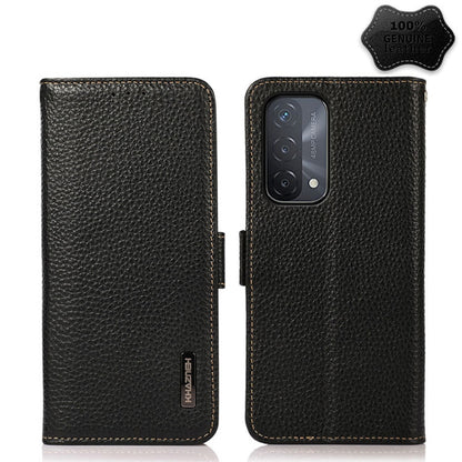 KHAZNEH Side-Magnetic Litchi Genuine Leather RFID Case, For OPPO A16, For OPPO A54 4G, For OPPO A55 5G, For OPPO A55s 5G JP Version, For OPPO A93 5G, For OPPO F19 Pro, For OPPO F19 Pro+ 5G / Reno5 Z / A94 5G, For OPPO F19                               ...