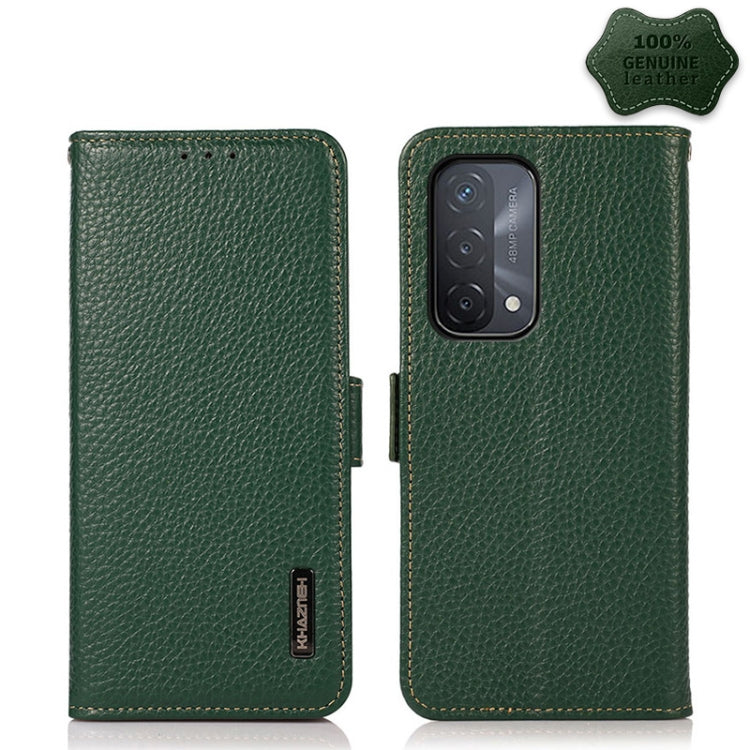 KHAZNEH Side-Magnetic Litchi Genuine Leather RFID Case, For OPPO A16, For OPPO A54 4G, For OPPO A55 5G, For OPPO A55s 5G JP Version, For OPPO A93 5G, For OPPO F19 Pro, For OPPO F19 Pro+ 5G / Reno5 Z / A94 5G, For OPPO F19                               ...
