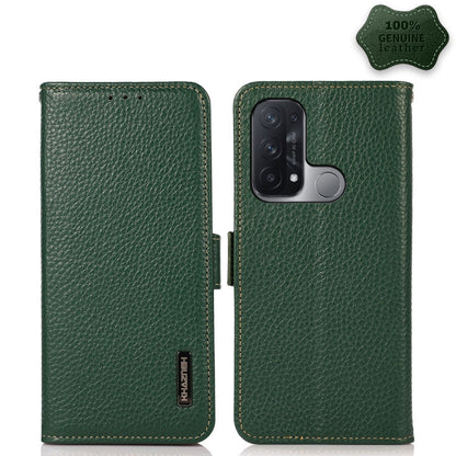 KHAZNEH Side-Magnetic Litchi Genuine Leather RFID Case, For OPPO A16, For OPPO A54 4G, For OPPO A55 5G, For OPPO A55s 5G JP Version, For OPPO A93 5G, For OPPO F19 Pro, For OPPO F19 Pro+ 5G / Reno5 Z / A94 5G, For OPPO F19                               ...