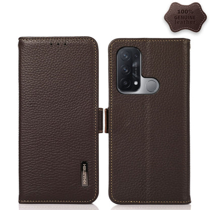 KHAZNEH Side-Magnetic Litchi Genuine Leather RFID Case, For OPPO A16, For OPPO A54 4G, For OPPO A55 5G, For OPPO A55s 5G JP Version, For OPPO A93 5G, For OPPO F19 Pro, For OPPO F19 Pro+ 5G / Reno5 Z / A94 5G, For OPPO F19                               ...