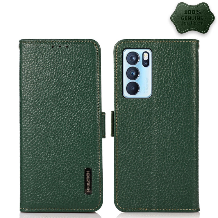 KHAZNEH Side-Magnetic Litchi Genuine Leather RFID Case, For OPPO A16, For OPPO A54 4G, For OPPO A55 5G, For OPPO A55s 5G JP Version, For OPPO A93 5G, For OPPO F19 Pro, For OPPO F19 Pro+ 5G / Reno5 Z / A94 5G, For OPPO F19                               ...