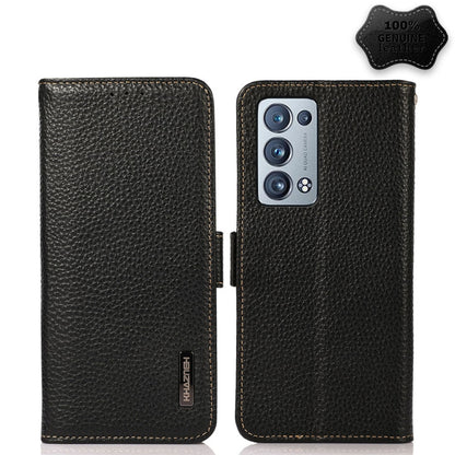 KHAZNEH Side-Magnetic Litchi Genuine Leather RFID Case, For OPPO A16, For OPPO A54 4G, For OPPO A55 5G, For OPPO A55s 5G JP Version, For OPPO A93 5G, For OPPO F19 Pro, For OPPO F19 Pro+ 5G / Reno5 Z / A94 5G, For OPPO F19                               ...