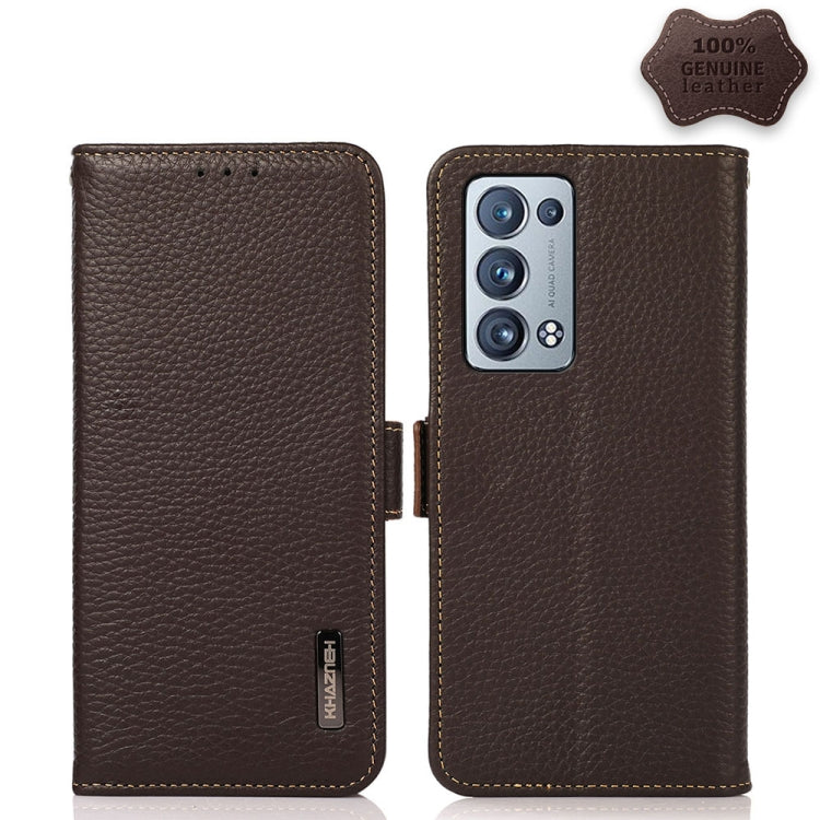KHAZNEH Side-Magnetic Litchi Genuine Leather RFID Case, For OPPO A16, For OPPO A54 4G, For OPPO A55 5G, For OPPO A55s 5G JP Version, For OPPO A93 5G, For OPPO F19 Pro, For OPPO F19 Pro+ 5G / Reno5 Z / A94 5G, For OPPO F19                               ...