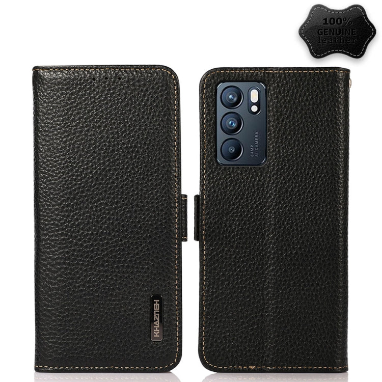 KHAZNEH Side-Magnetic Litchi Genuine Leather RFID Case, For OPPO A16, For OPPO A54 4G, For OPPO A55 5G, For OPPO A55s 5G JP Version, For OPPO A93 5G, For OPPO F19 Pro, For OPPO F19 Pro+ 5G / Reno5 Z / A94 5G, For OPPO F19                               ...